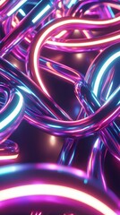 Wall Mural - glowing neon tubes intertwine in a vibrant display. ai.