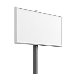 Leinwandbilder - A large blank white billboard stands on a tall grey pole, ready for advertisement.