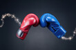 © Emanuel - A pair of boxing gloves playfully sparring with each other, leaving stars behind