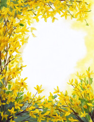 Wall Mural - 봄날의 개나리 테두리 배경