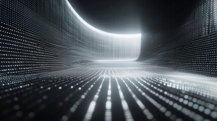 Wall Mural - Abstract Digital Tunnel: Glowing Lights and Data Streams