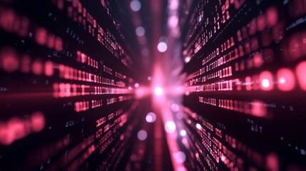 Abstract technology background with flowing binary computer code and digital elements in blue, green, and black, modern futuristic design, data stream, and high-tech visualization