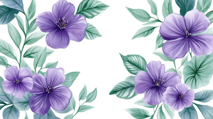 watercolor flower of tropical spring floral purple on transparent background