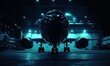 © SulasTree - Airplane in hangar at night, ready for departure