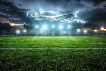 Sticker - Photo of an empty football stadium field astronomy outdoors.