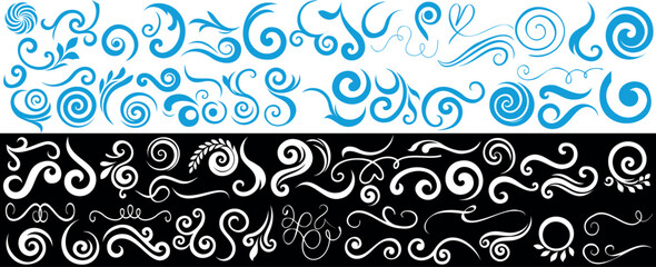 Wall Mural - elegant swirl, spiral and flourish vector set, swirls spirals and flourishes illustration, decorativ
