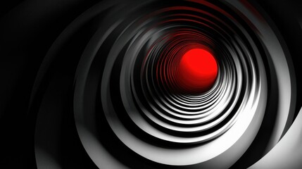 Wall Mural - mysterious red circle surrounded by circular dark layers in tunnel