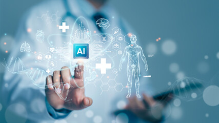 medical technology, doctor use technology ai for diagnosis, care, and increasing accuracy patient tr