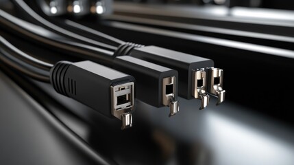 Poster - High-performance fiber optic MTP (MPO) pigtail and patchcord connectors, neatly displayed in a modern tech environment for optimized network solutions