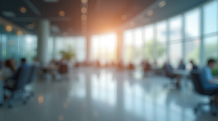 Wall Mural - blurred empty open space office. abstract light bokeh at office interior background for design.