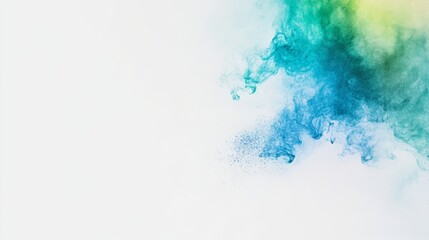 Aufkleber - A close-up showcases a beautiful watercolor stain in shades of blue and green, spreading softly against a white backdrop, creating a captivating artistic texture
