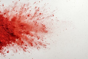 Poster - A vibrant magenta powder explodes, scattering dynamic particles against a clean white surface, creating an energetic and colorful visual effect
