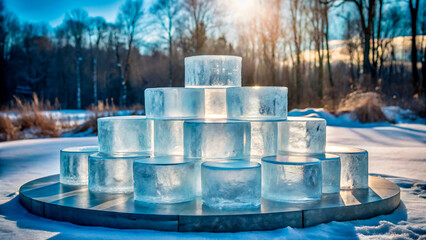 Sticker - fountain in the snow