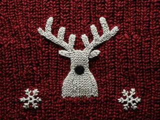 Sticker - Knitted reindeer design. AI.