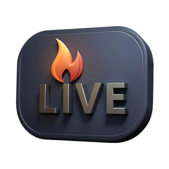 Wall Mural - live streaming icon with flame. button for broadcasting, livestream or online stream. cartoon plasti