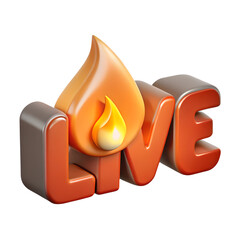 Wall Mural - live streaming icon with flame. button for broadcasting, livestream or online stream. cartoon plasti