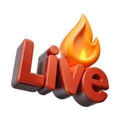 Wall Mural - live streaming icon with flame. button for broadcasting, livestream or online stream. cartoon plasti