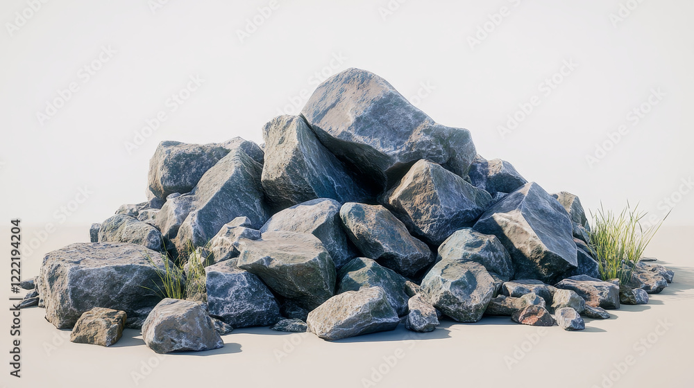 Rocks pile. Rubbles, construction stones heap. Broken boulders ...