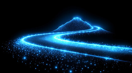 Wall Mural - hyperspace tunnel with radiating energy and light, bright stars illuminating a blue explosion in a f