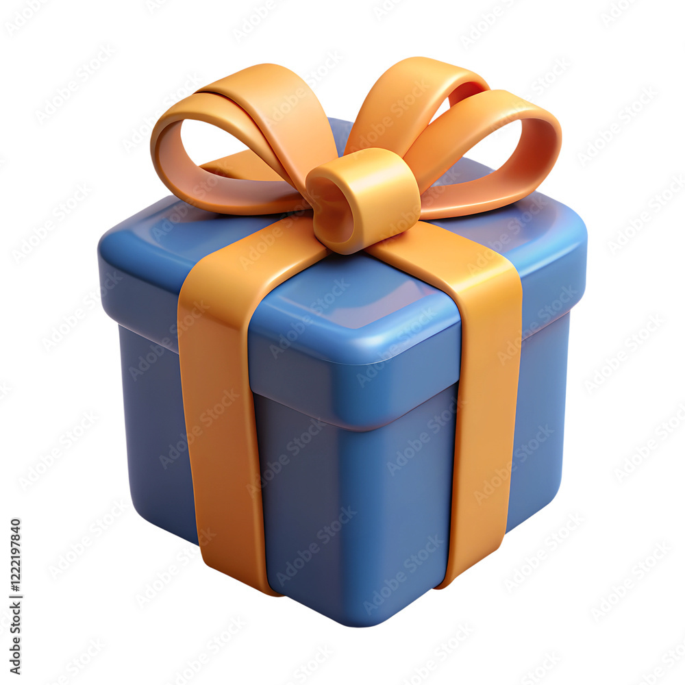 3d render gift box with ribbon present package. Isolated on white ...