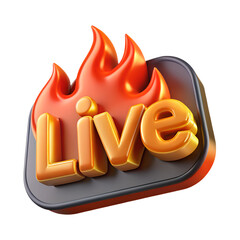 Wall Mural - live streaming icon with flame. button for broadcasting, livestream or online stream. cartoon plasti