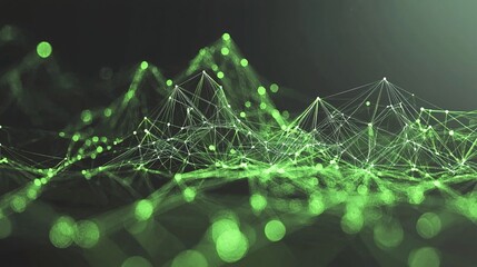 Abstract Green Network Connection Digital Data Visualization Technology Background
