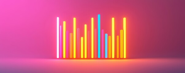 Wall Mural - vibrant neon light display abstract art installation digital artwork studio setting close-up visual 