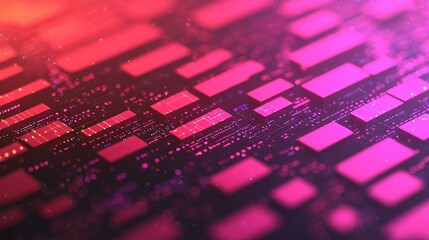 Wall Mural - abstract pink and purple circuit board technology background close up view of glowing digital