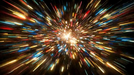 Wall Mural - abstract colorful light trails burst exploding star speed of light dynamic energy background