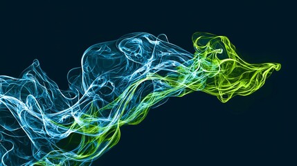 Sticker - abstract swirling blue and green smoke energy flow dynamic design digital art