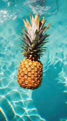 Canvas Print - Pineapple floating summer plant.