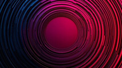 Sticker - abstract circular design red and blue concentric rings technology background