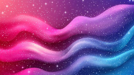 Wall Mural - cosmic nebula galaxy background pink purple blue glittering stars wavy abstract design