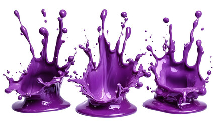 Wall Mural - set of purple paint splash isolated on white background as transparent. png.ai generated