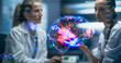 © Gorodenkoff - Physician And Patient Examine Holographic Brain Model. Futuristic 3D Visualization Of Medical Technology. AI Neural Biosensor Data, Precision Diagnostics, Personalized Medicine Neuromodulation Therapy