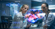© Gorodenkoff - Medical Professional Talks with Patient Using Futuristic Holographic Brain Model. Mapped Neural, Genomic Data, Holographic Interfaces, Neuroplasticity and DNA Markers, Precision Neuromodulation