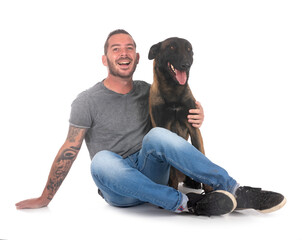 Wall Mural - malinois and owner in studio