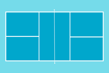 vector illustration of pickleball court top view, a popular outdoor sport similar tennis, table tennis.