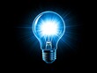 © lareyna - glowing light bulb, blue light, dark background, electric energy, innovative idea