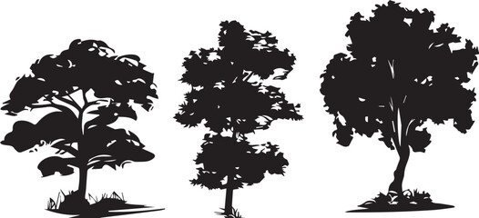Set Trees. Hand drawn vector illustration	