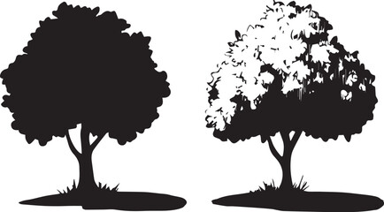 Set Trees. Hand drawn vector illustration	