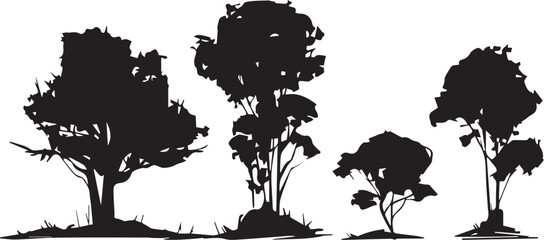 Set Trees. Hand drawn vector illustration	