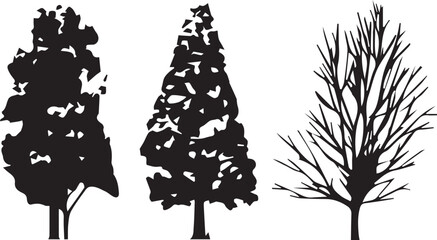 Set Trees. Hand drawn vector illustration	