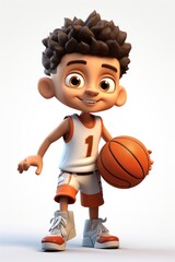 Sticker - Basketball cartoon sports white background.