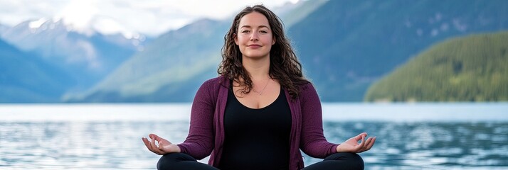 Wall Mural - resting woman morning yoga 