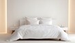© Adobe worker  - A white bed with a white comforter and pillows with white background,White pillow on bed,pillow, apartment, comfort, comfortable, cosy, furniture, hotel, luxury, minimalist,8645