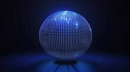 Wall Mural - blue digital sphere with glowing dots and ambient lighting effect