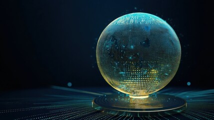 Wall Mural - abstract digital sphere with glowing dots and light effects