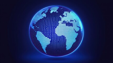 Wall Mural - blue digital globe with dots in a dark background for abstract use