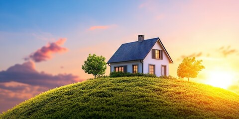 Canvas Print - house sitting on planet earth 